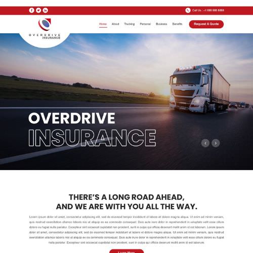 Trucking insurance agency website example by One Eleven Web Design