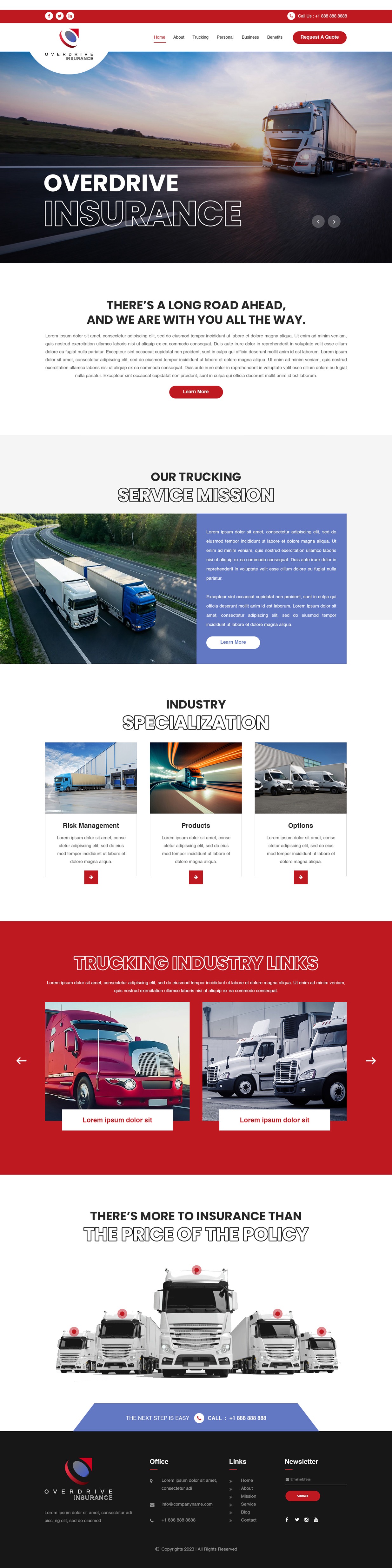 Trucking insurance broker website example by One Eleven Web Design