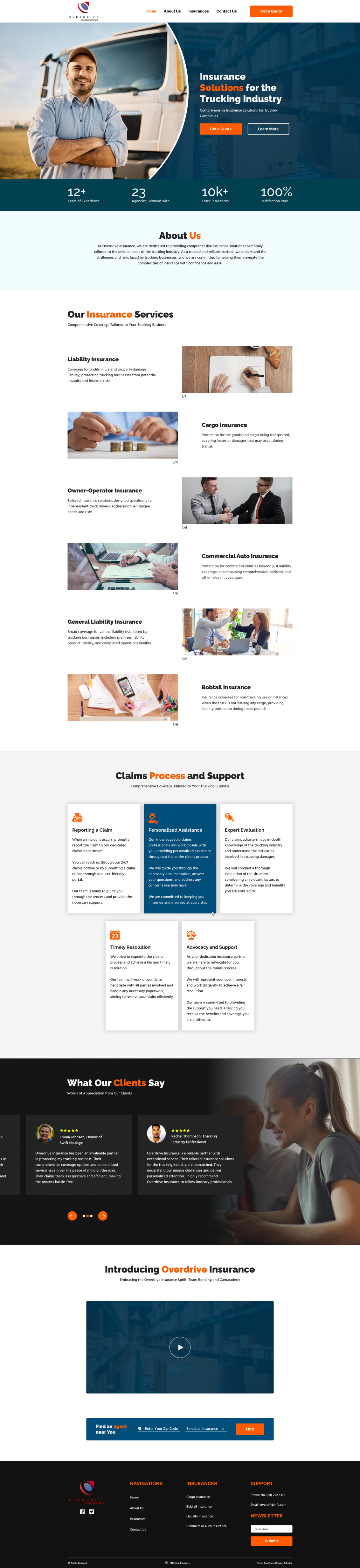 Trucking insurance broker website example by One Eleven Web Design