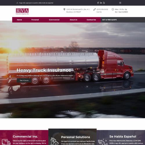 Trucking insurance agency website example by One Eleven Web Design