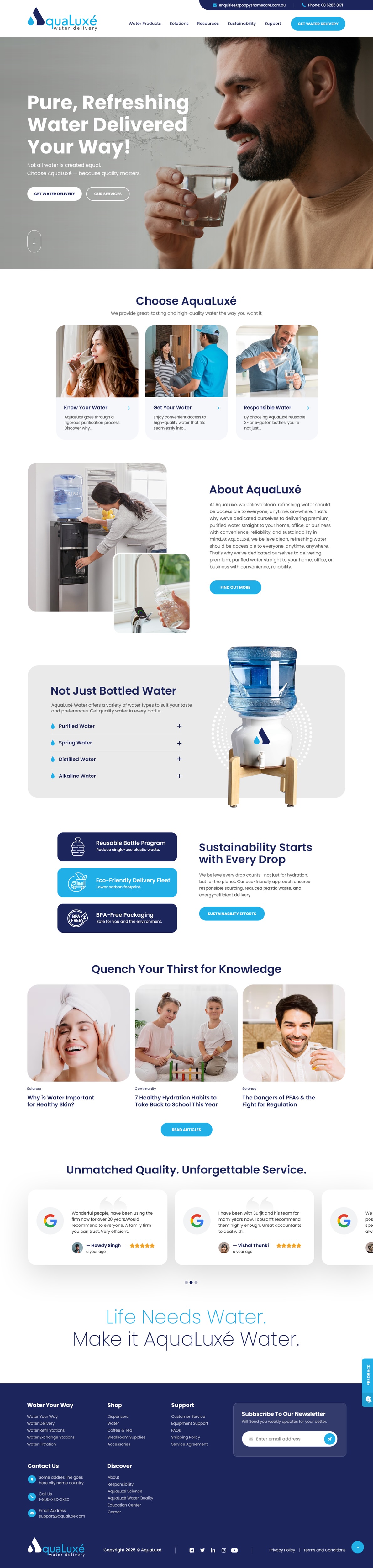 Water delivery website example by One Eleven Web Design