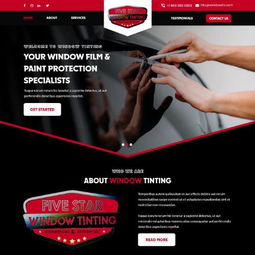 Window tinting shops website example by One Eleven Web Design