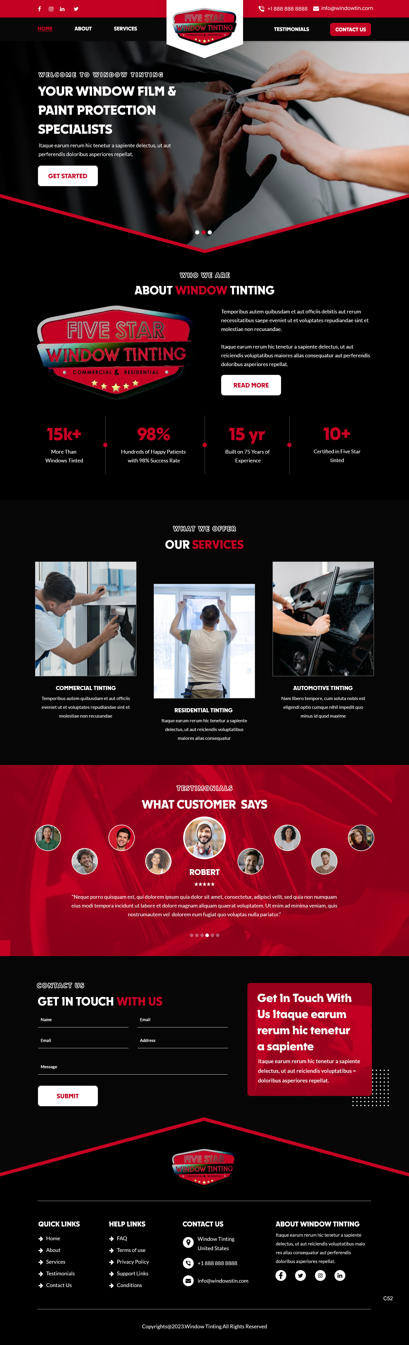Window tinting website example by One Eleven Web Design