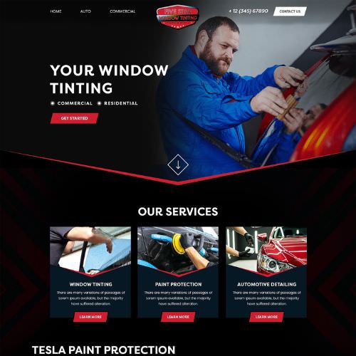 Window tinting shops website example by One Eleven Web Design