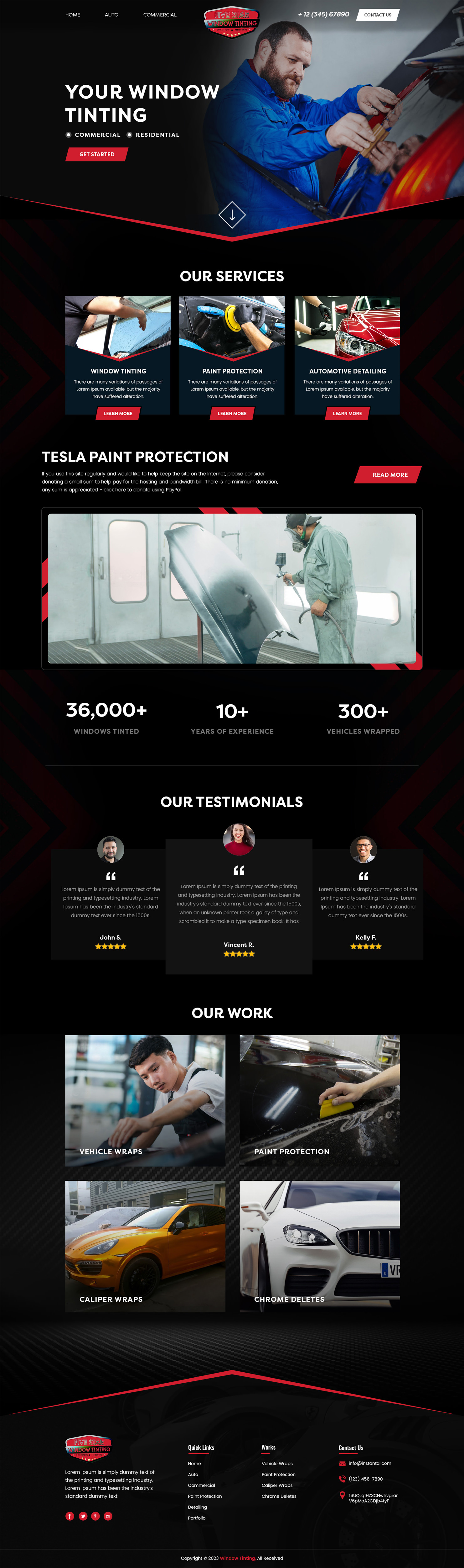 Window tinting website example by One Eleven Web Design