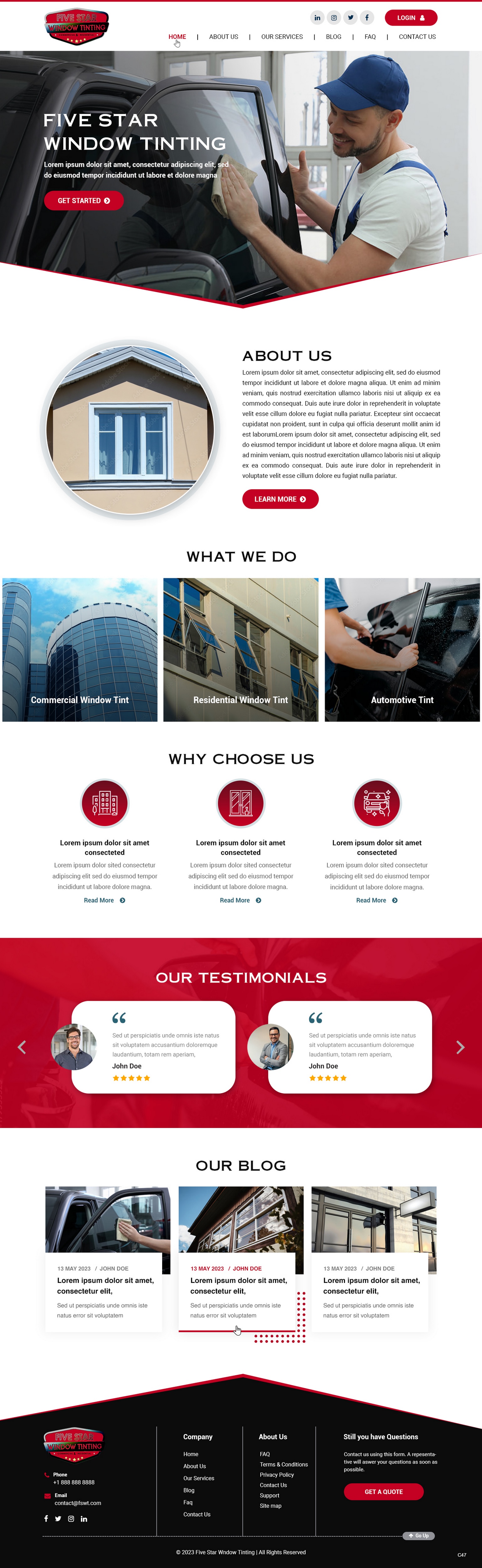 Window tinting website example by One Eleven Web Design