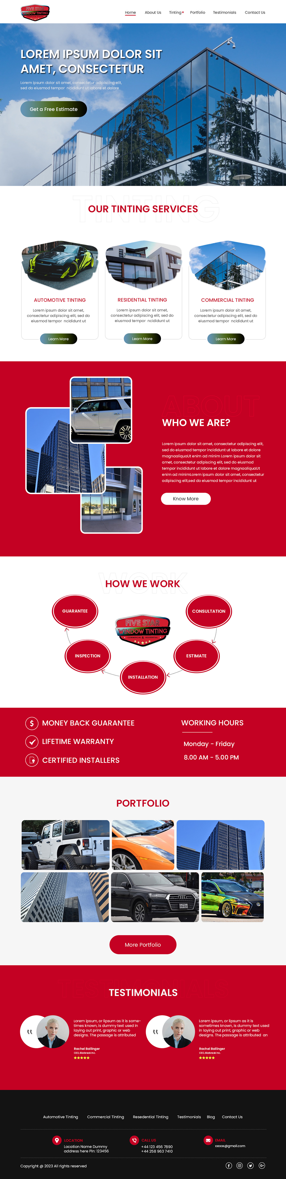 Window tinting website example by One Eleven Web Design