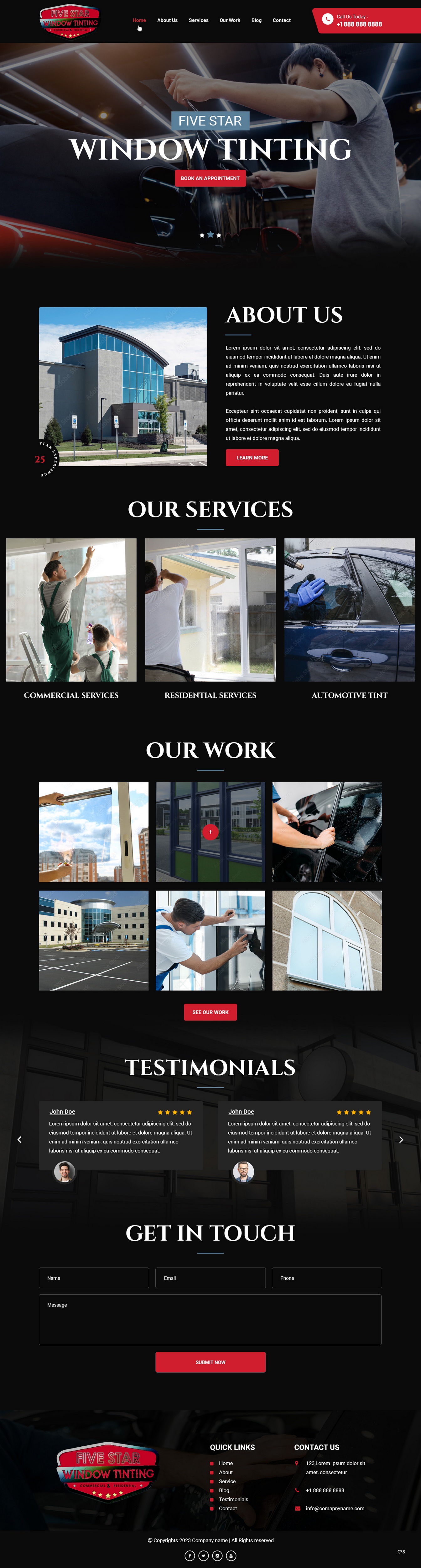 Window tinting website example by One Eleven Web Design