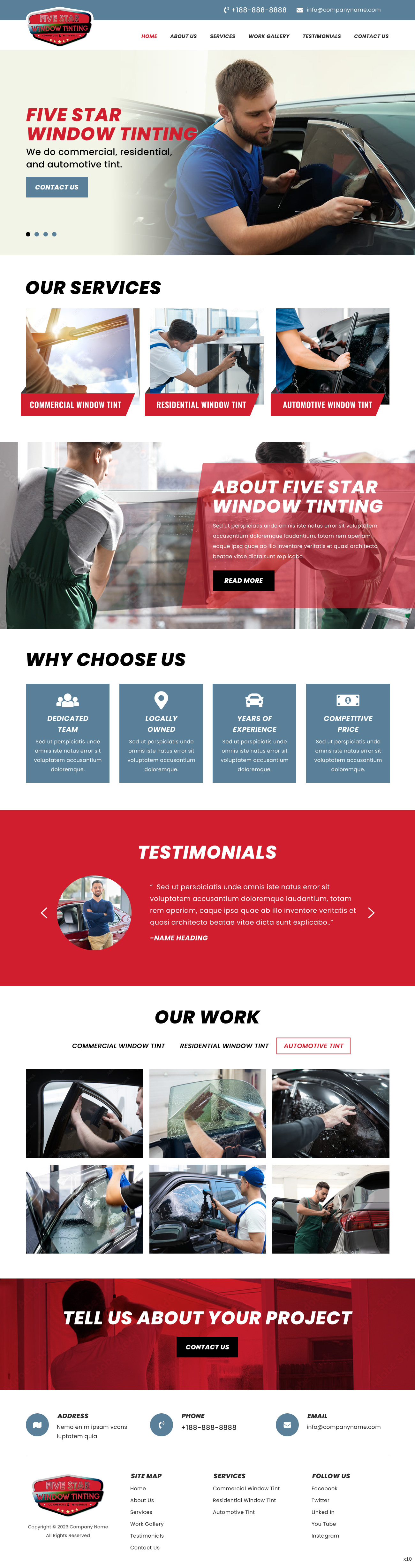 Window tinting website example by One Eleven Web Design