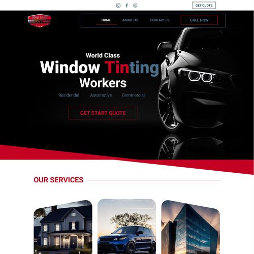 Window tinting shops website example by One Eleven Web Design