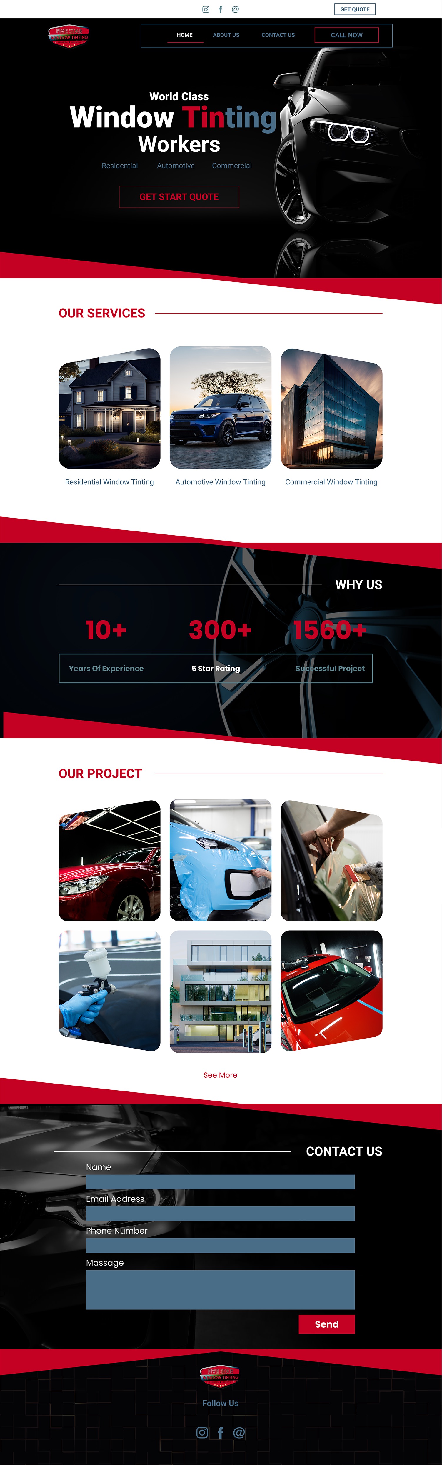 Window tinting website example by One Eleven Web Design