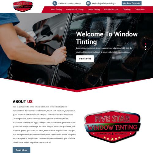 Window tinting shops website example by One Eleven Web Design