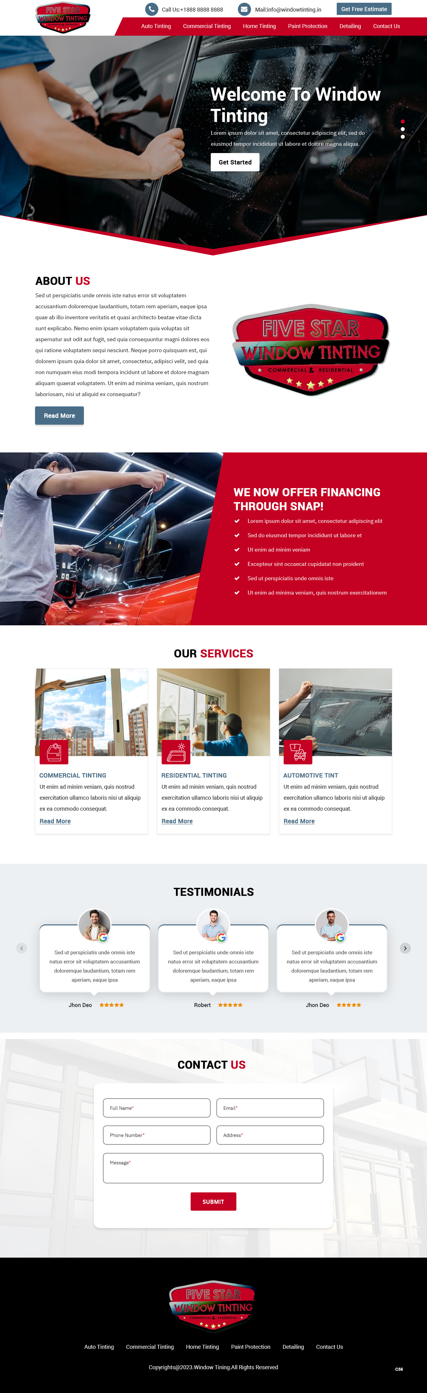 Window tinting website example by One Eleven Web Design