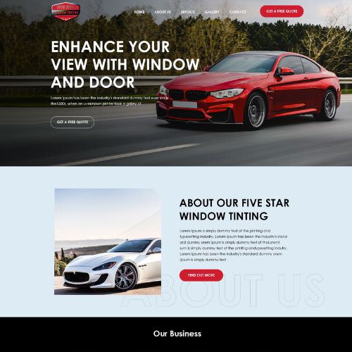 Window tinting shops website example by One Eleven Web Design