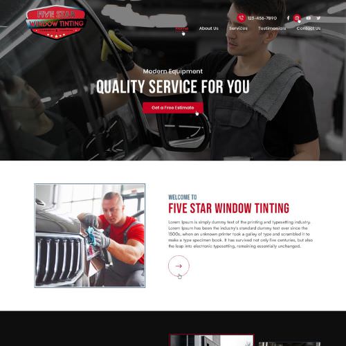 Window tinting shops website example by One Eleven Web Design