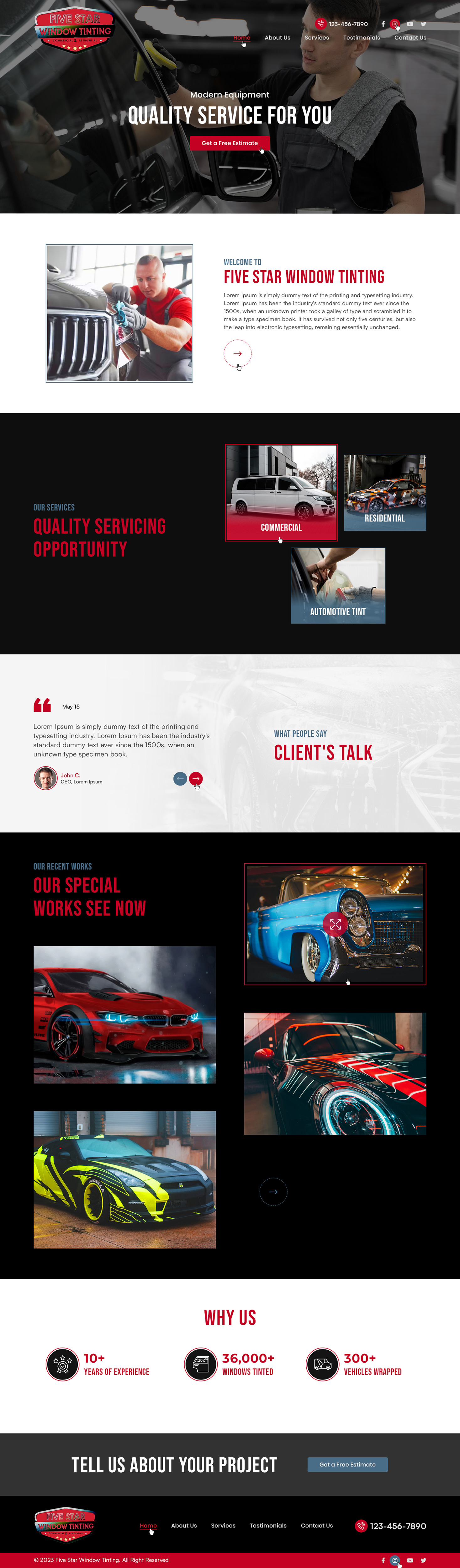 Window tinting website example by One Eleven Web Design