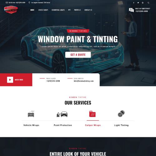Window tinting shops website example by One Eleven Web Design