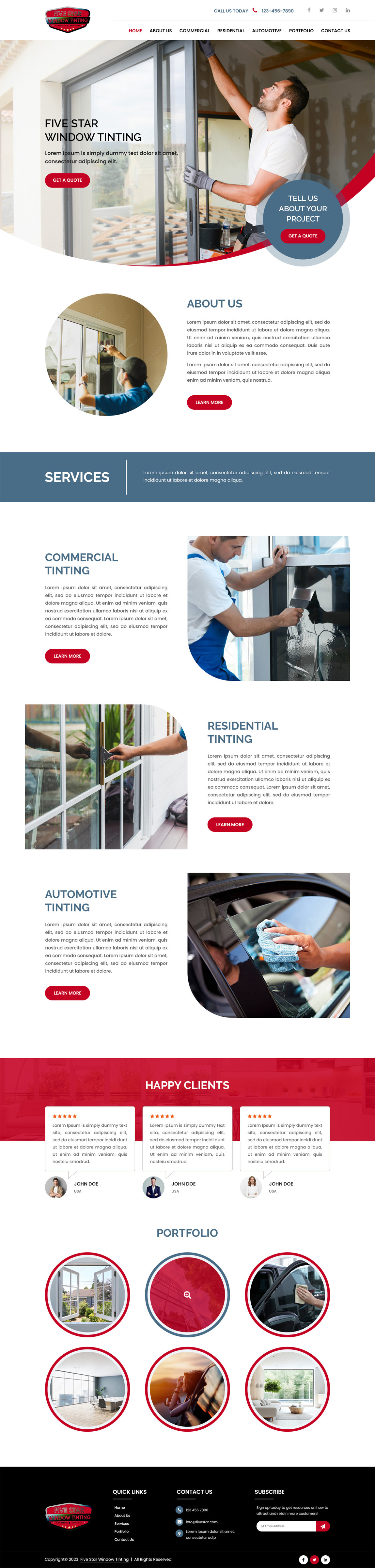 Window tinting website example by One Eleven Web Design