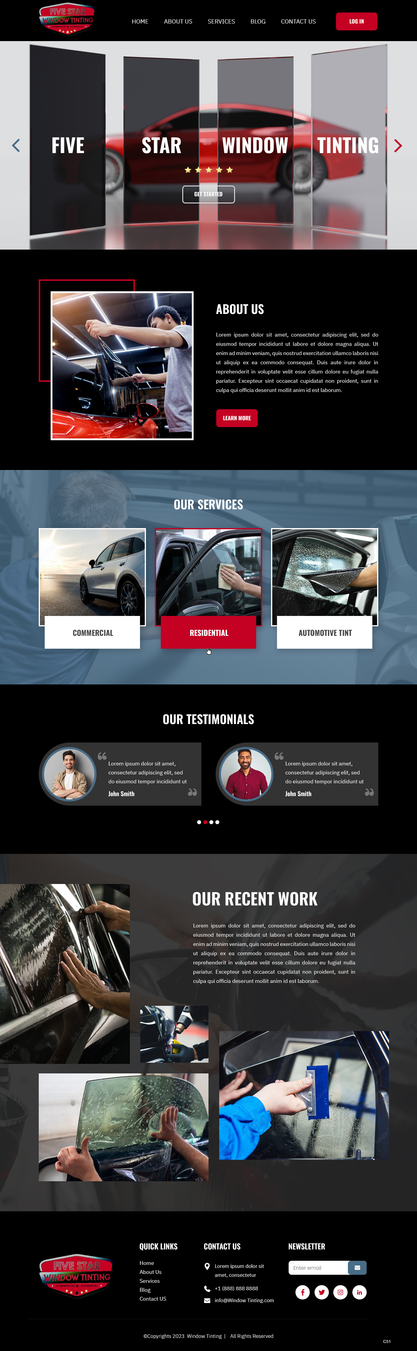 Window tinting website example by One Eleven Web Design