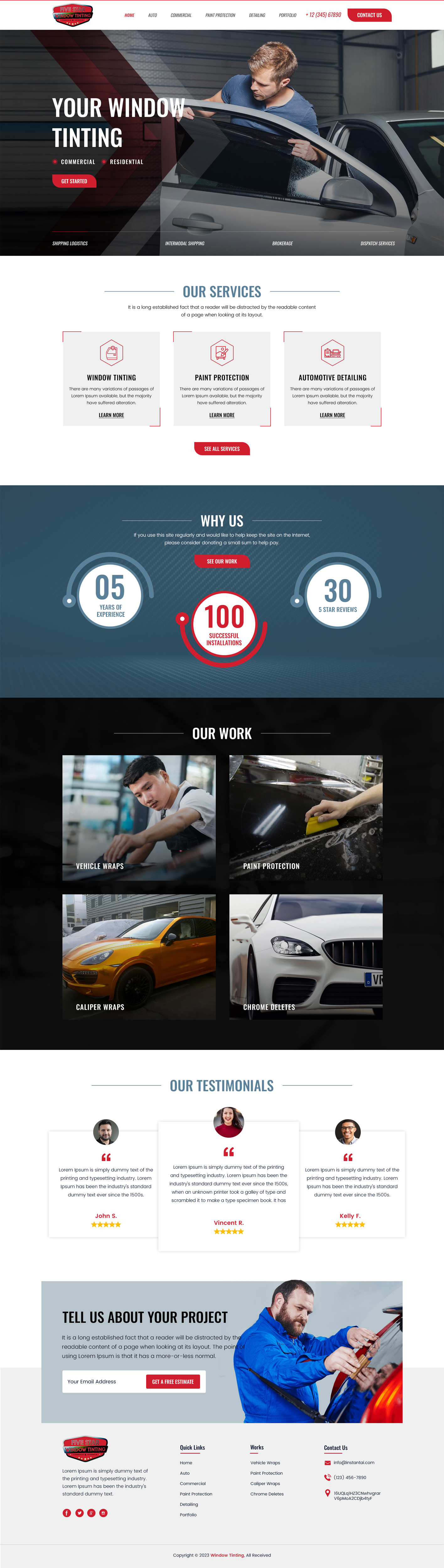 Window tinting website example by One Eleven Web Design