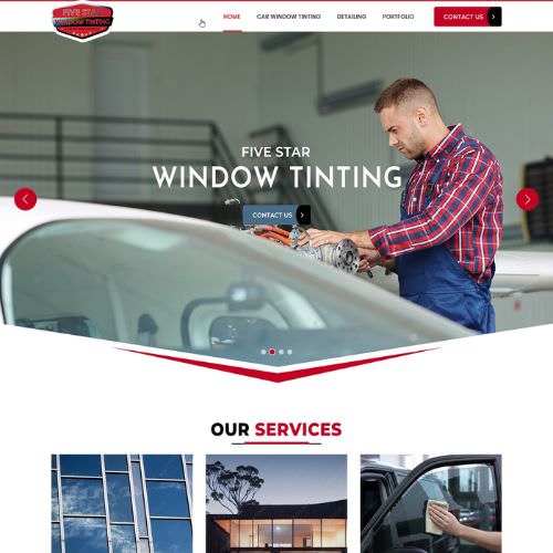 Window tinting shops website example by One Eleven Web Design