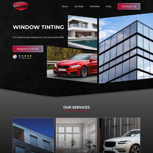 Window tinting shops website example by One Eleven Web Design