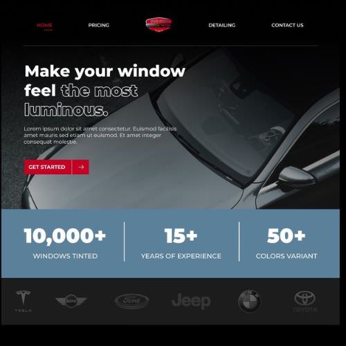 Window tinting shops website example by One Eleven Web Design