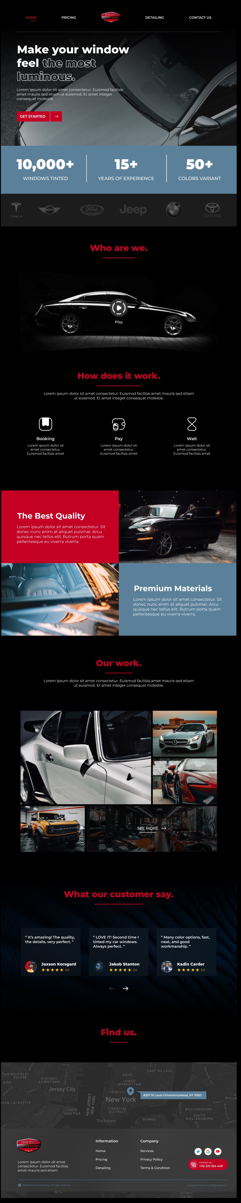 Window tinting website example by One Eleven Web Design
