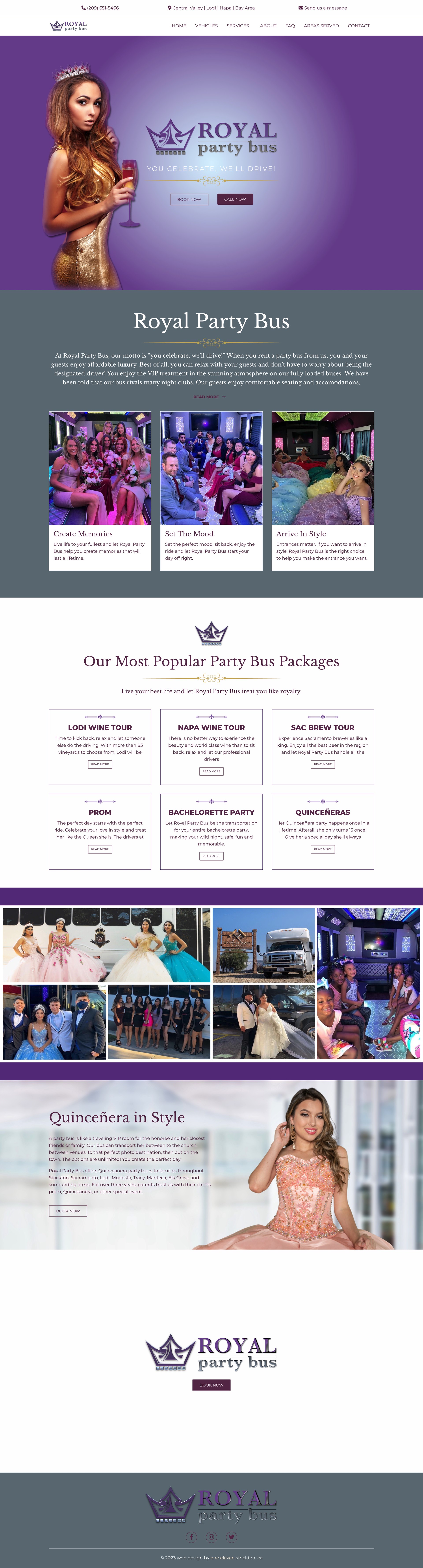 Wine shuttle website example by One Eleven Web Design
