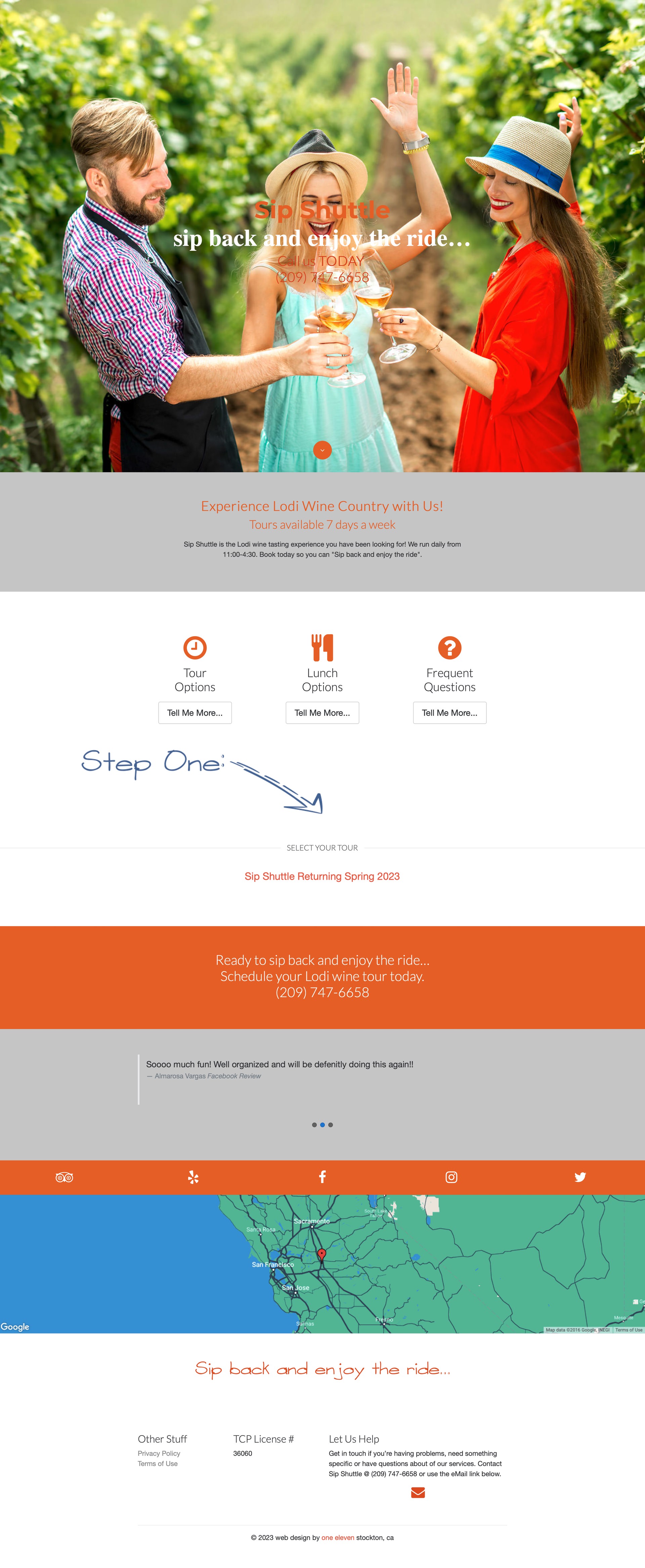 Wine shuttle website example by One Eleven Web Design