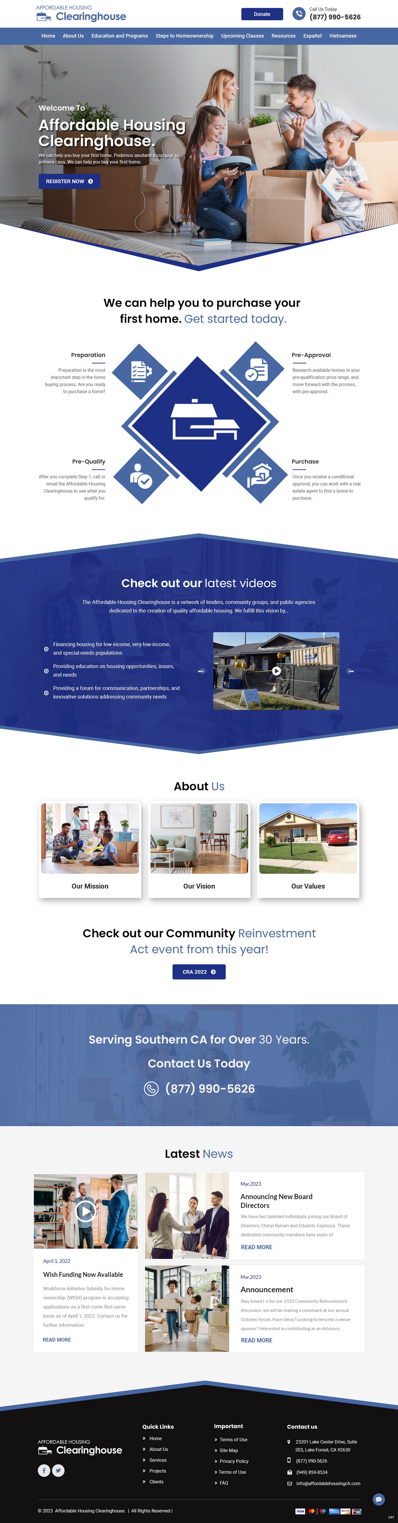 Association website design example