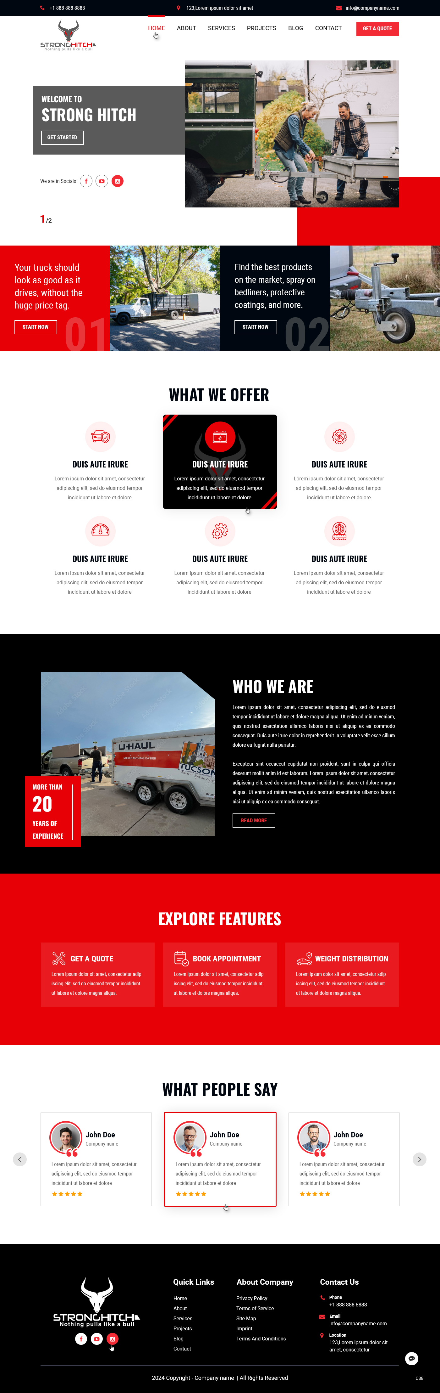 Truck Accessory website design example