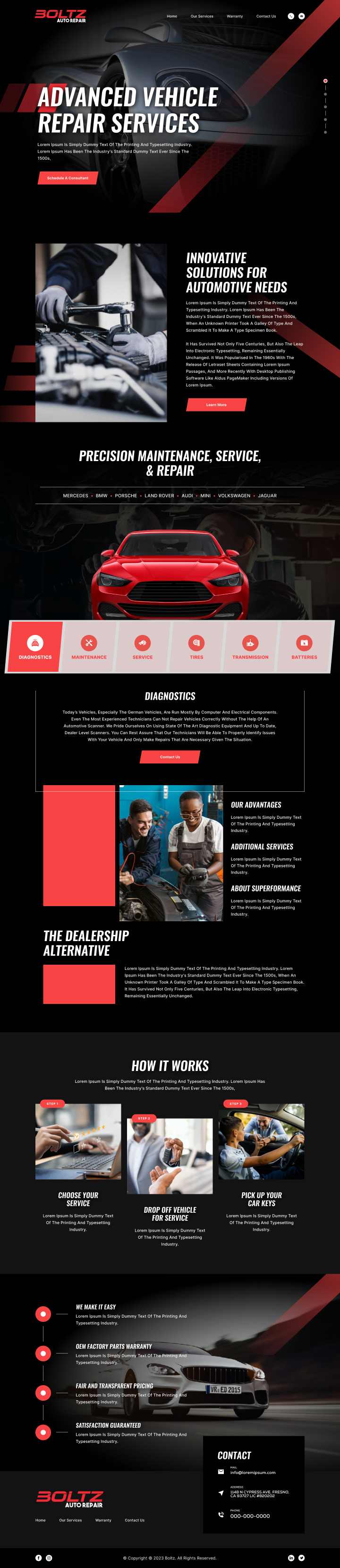Auto Repair Shop website design example