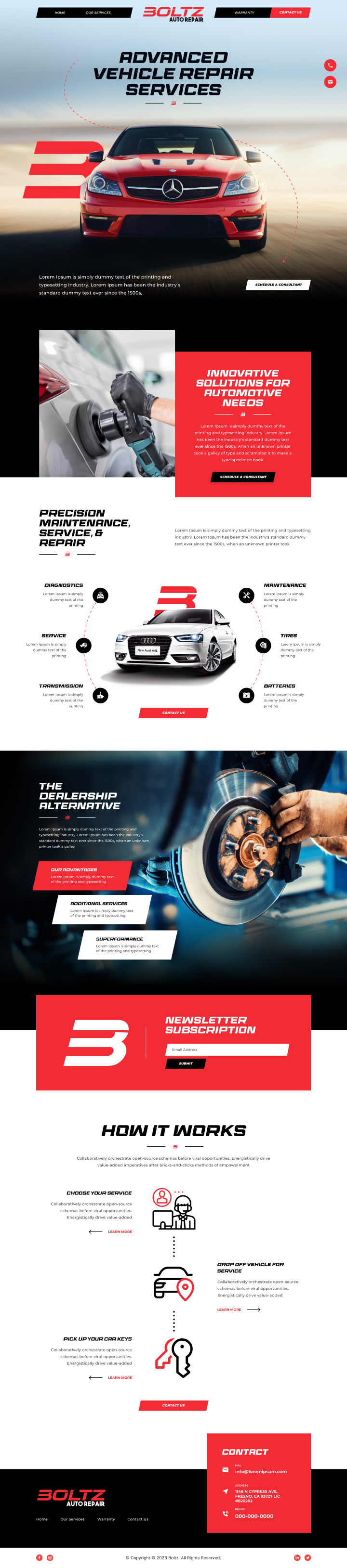 Auto Repair Shop website design example