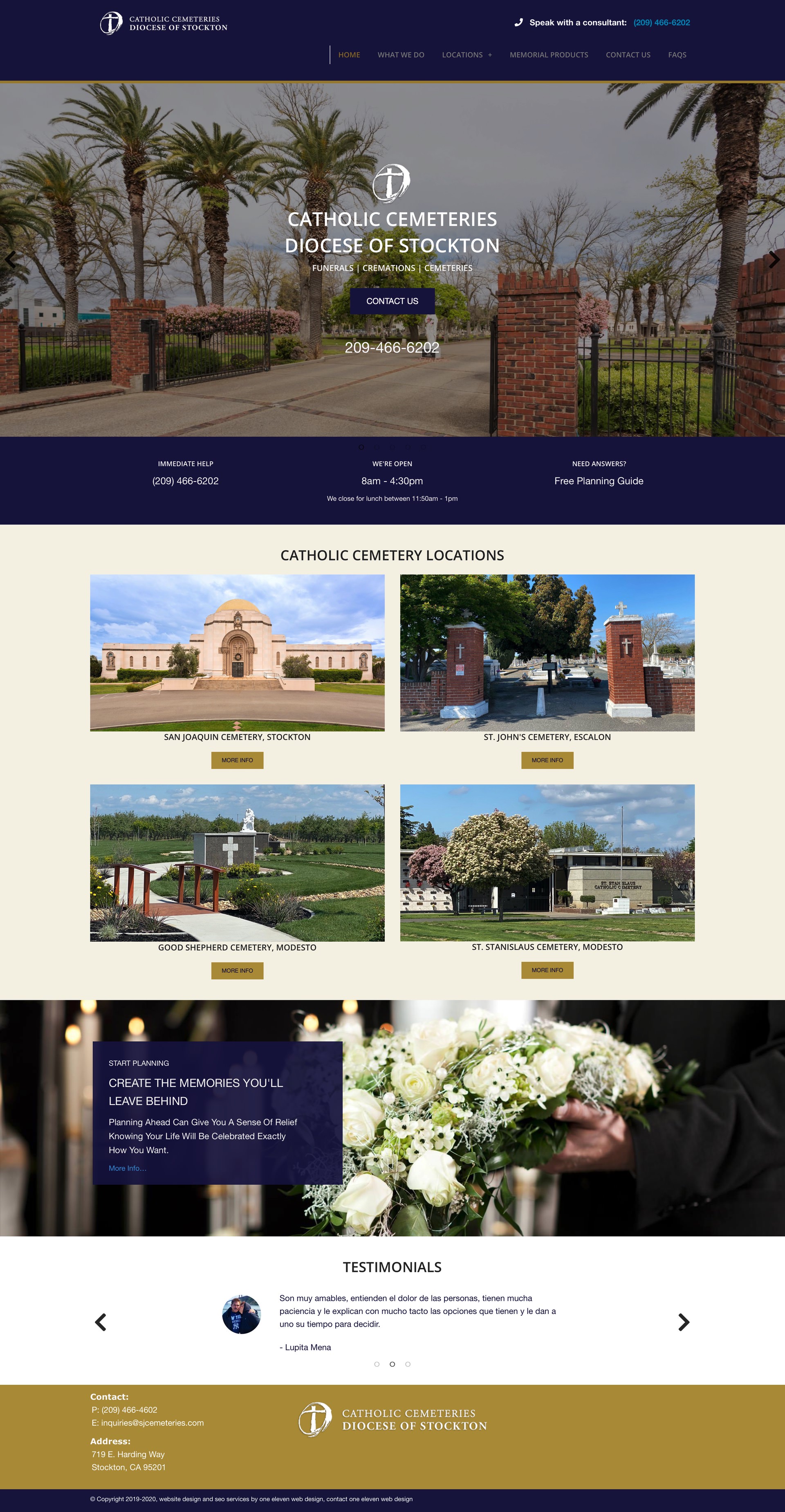 Cemetery website design example