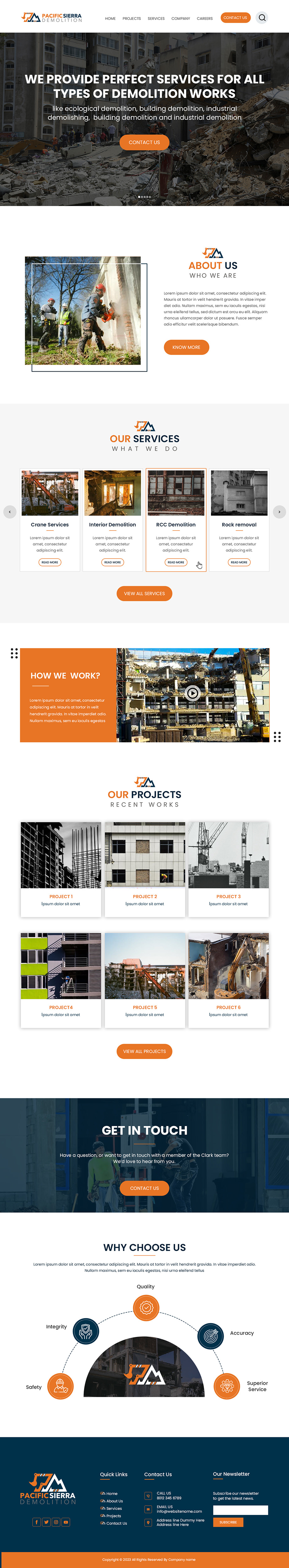 Demolition contractor website design example