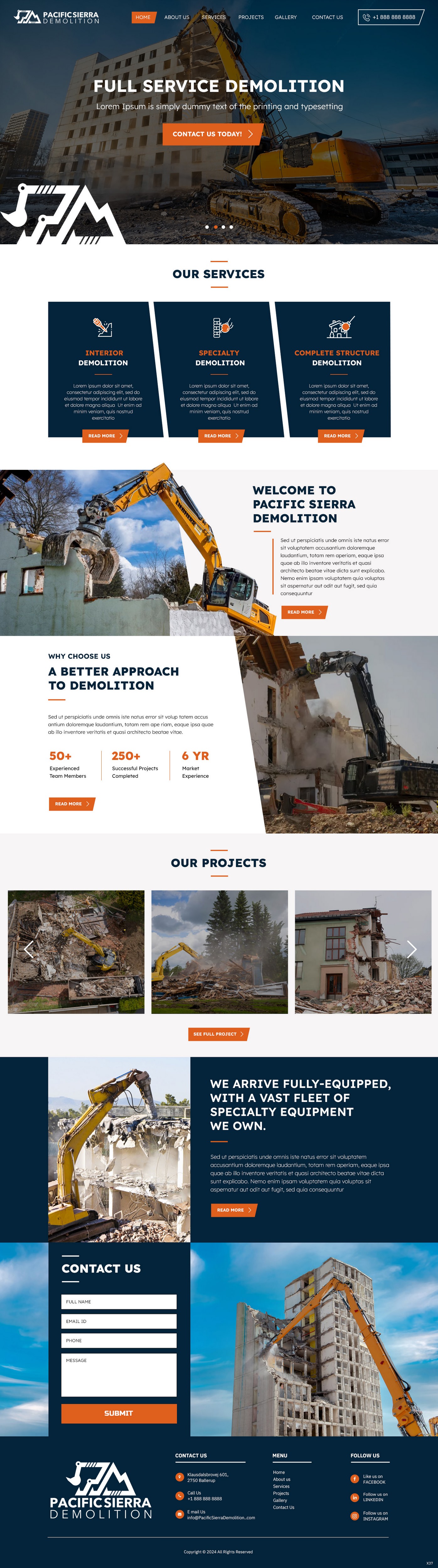 Demolition contractor website design example