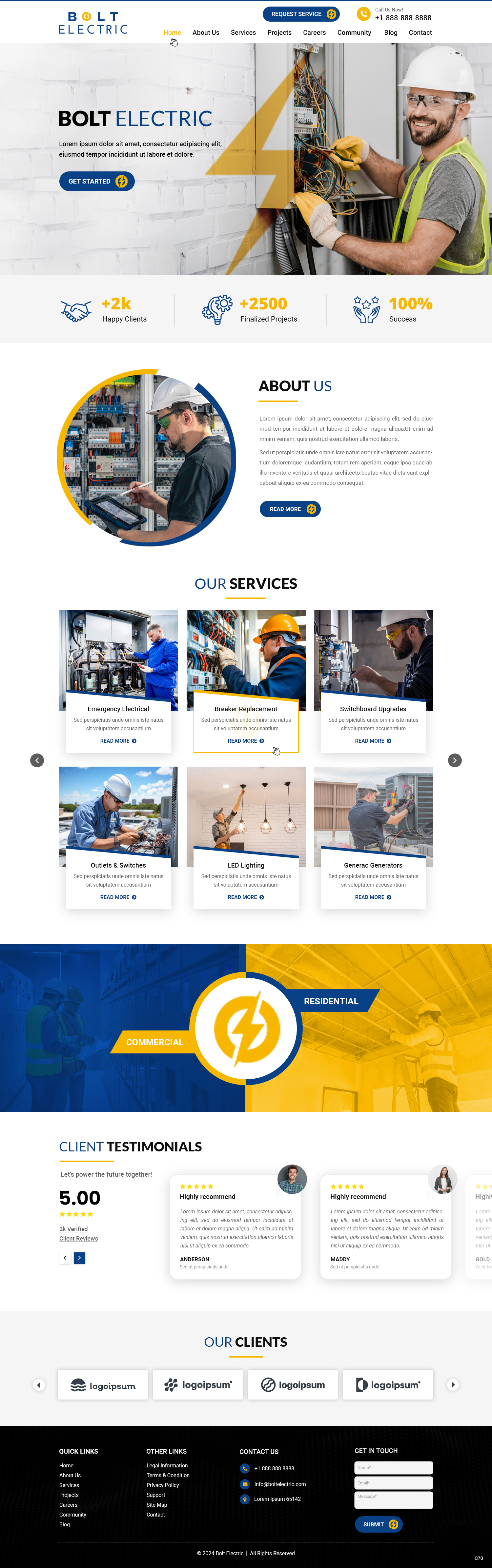 Electrical contractor website design example