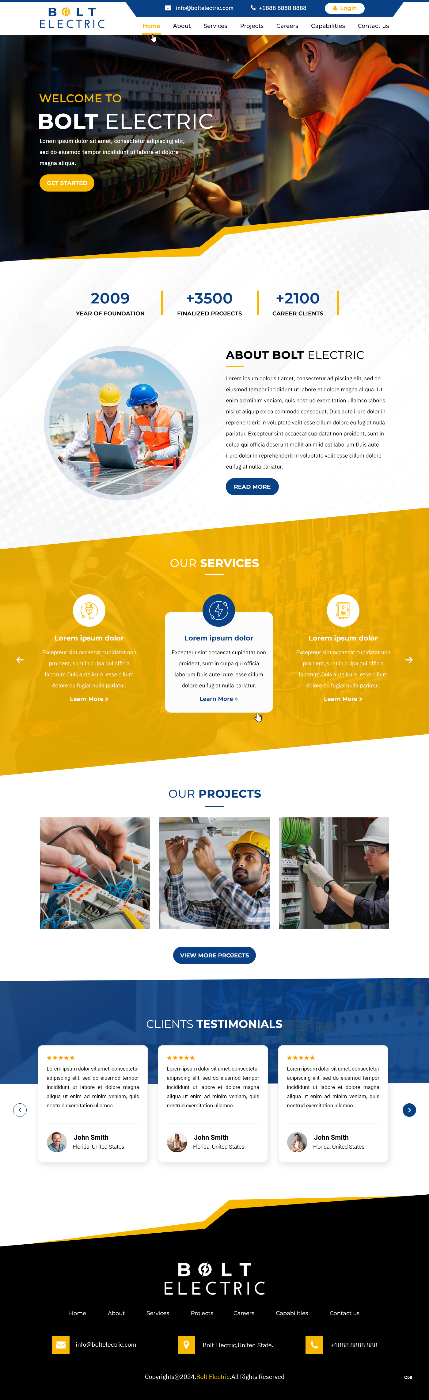 Electrical contractor website design example
