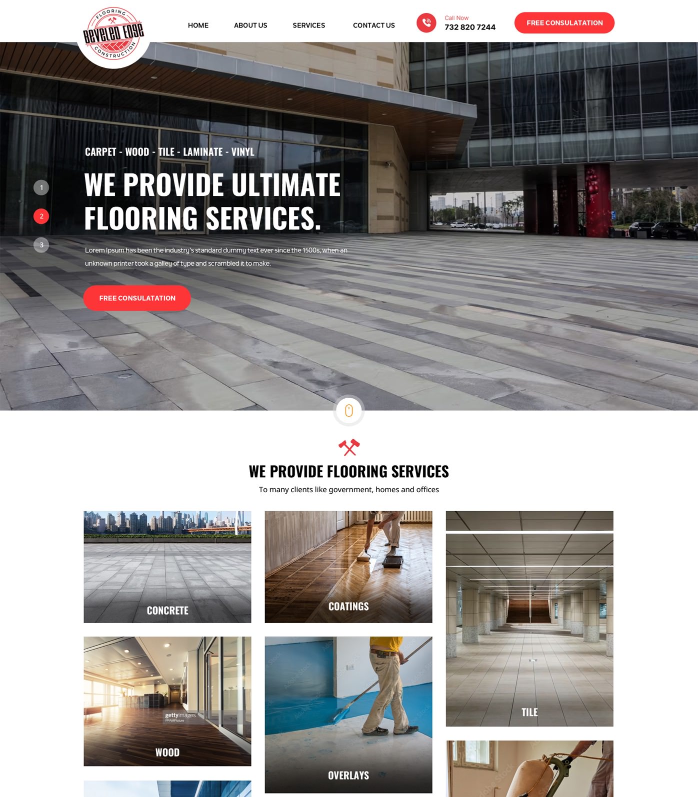 Flooring contractor website design example