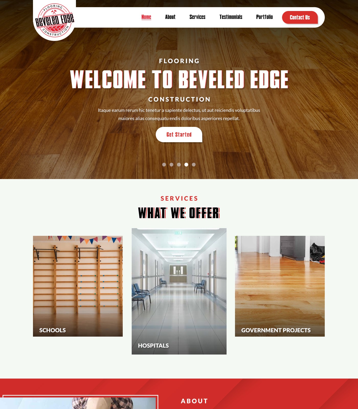 Flooring contractor website design example
