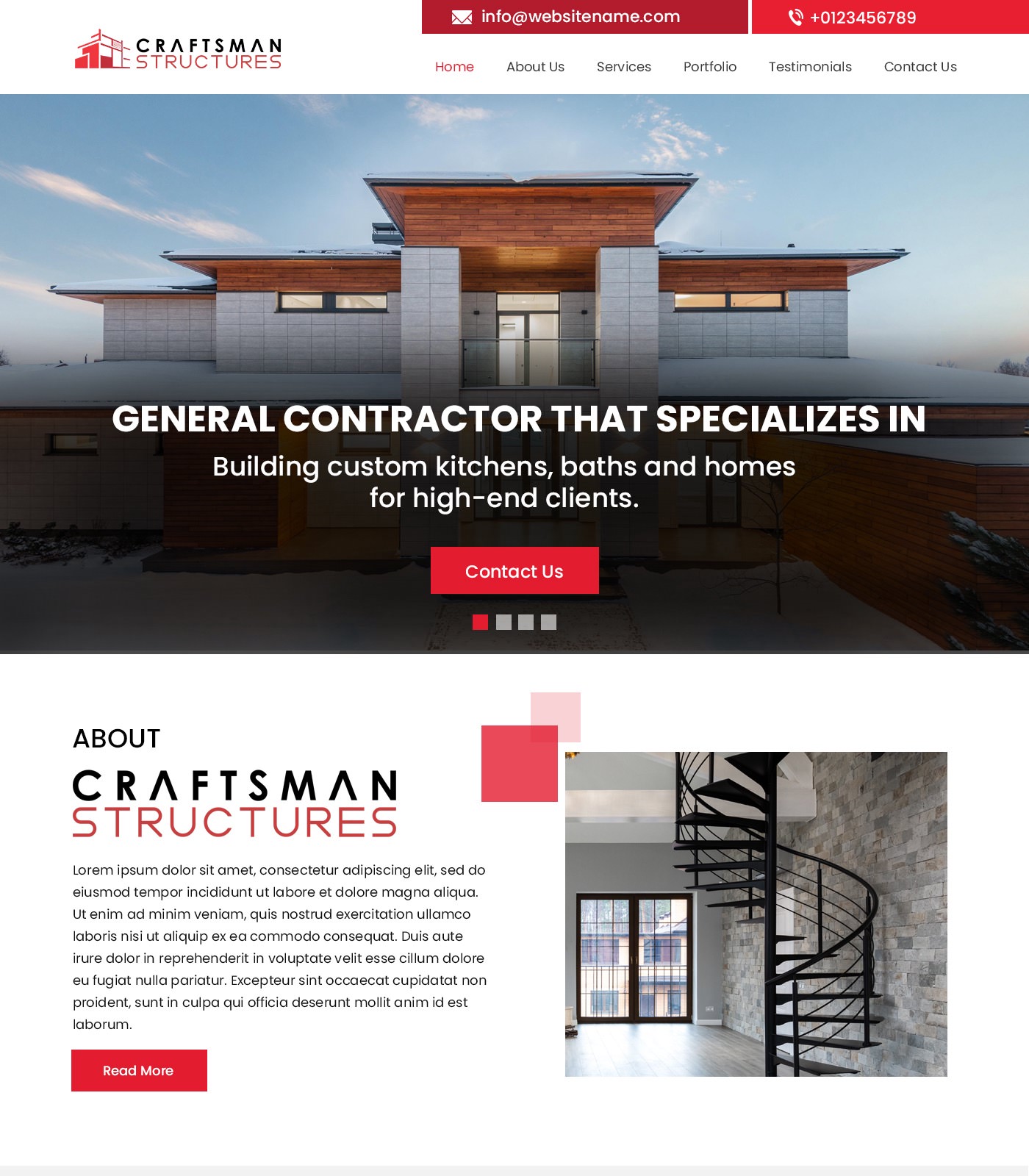 General Contractor website design example