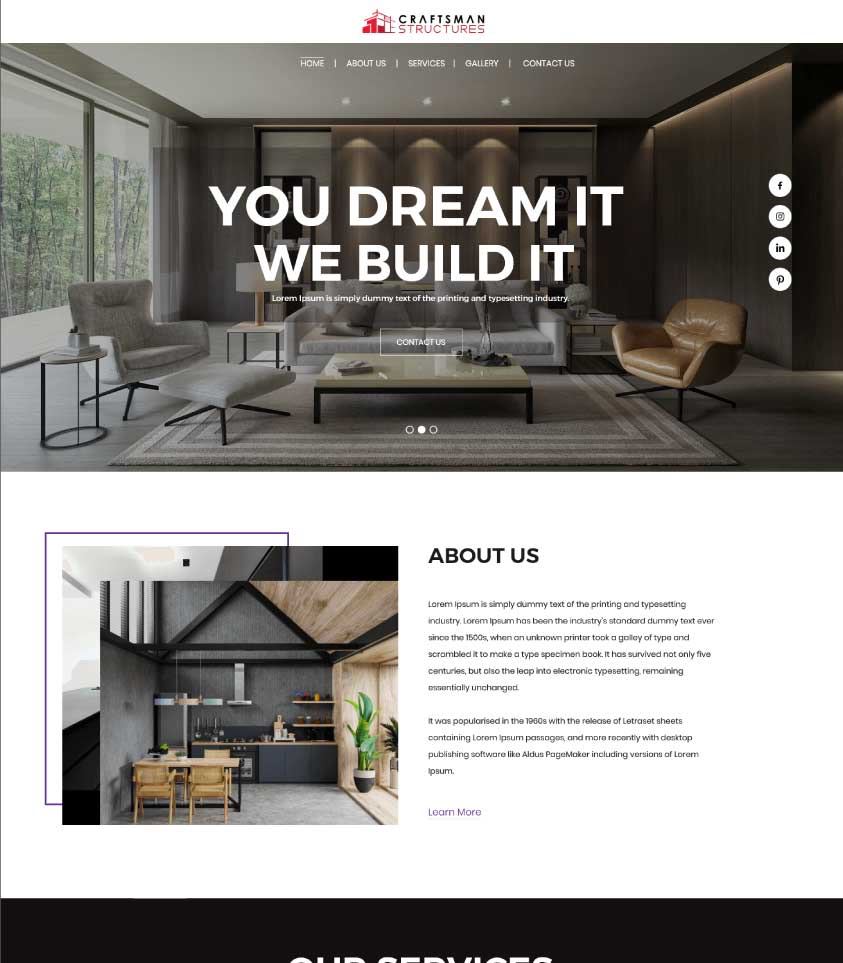 General Contractor website design example