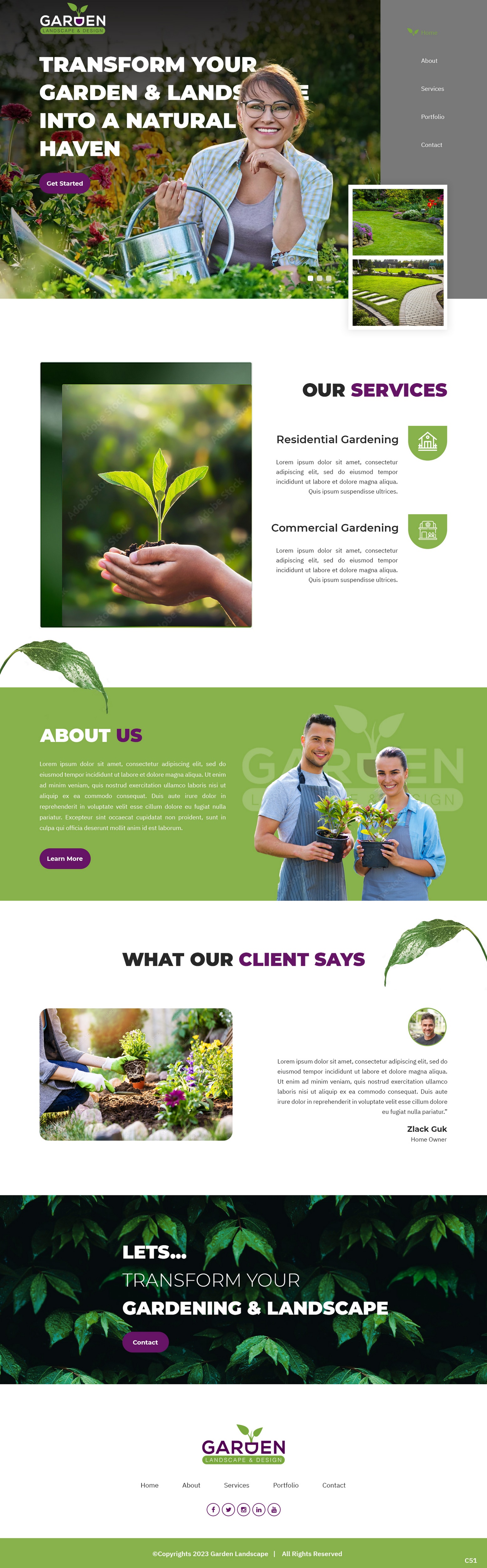 Landscape Contractor website design example