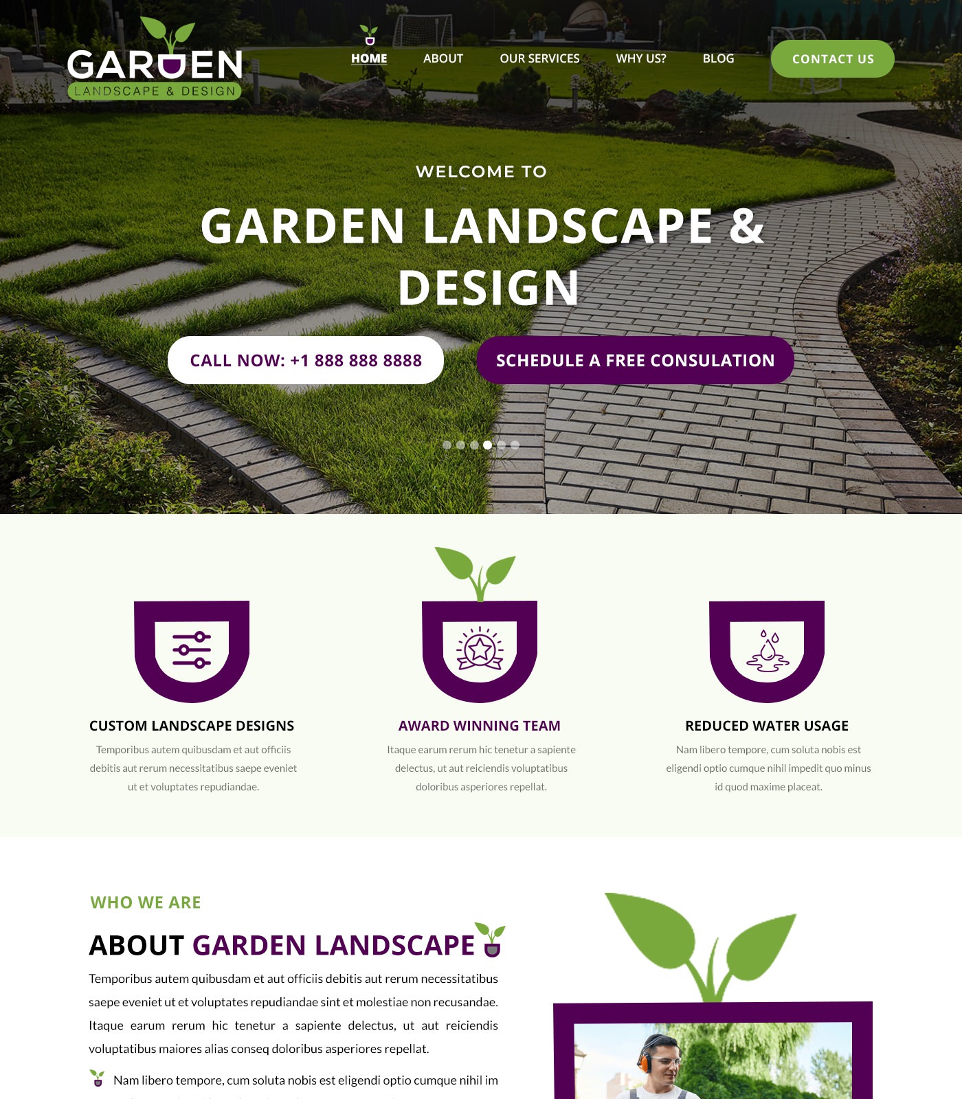 Landscape contractor website design example