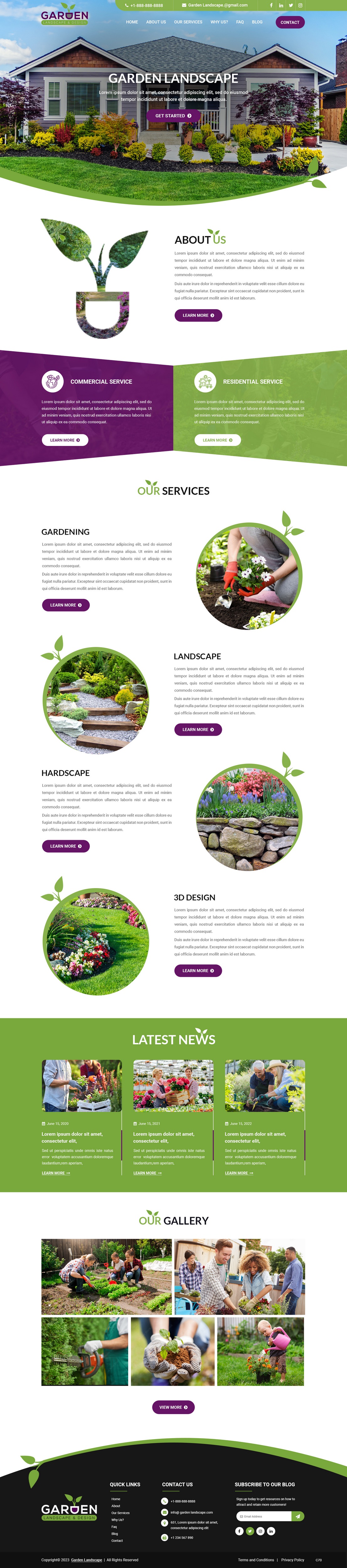 Landscape Contractor website design example