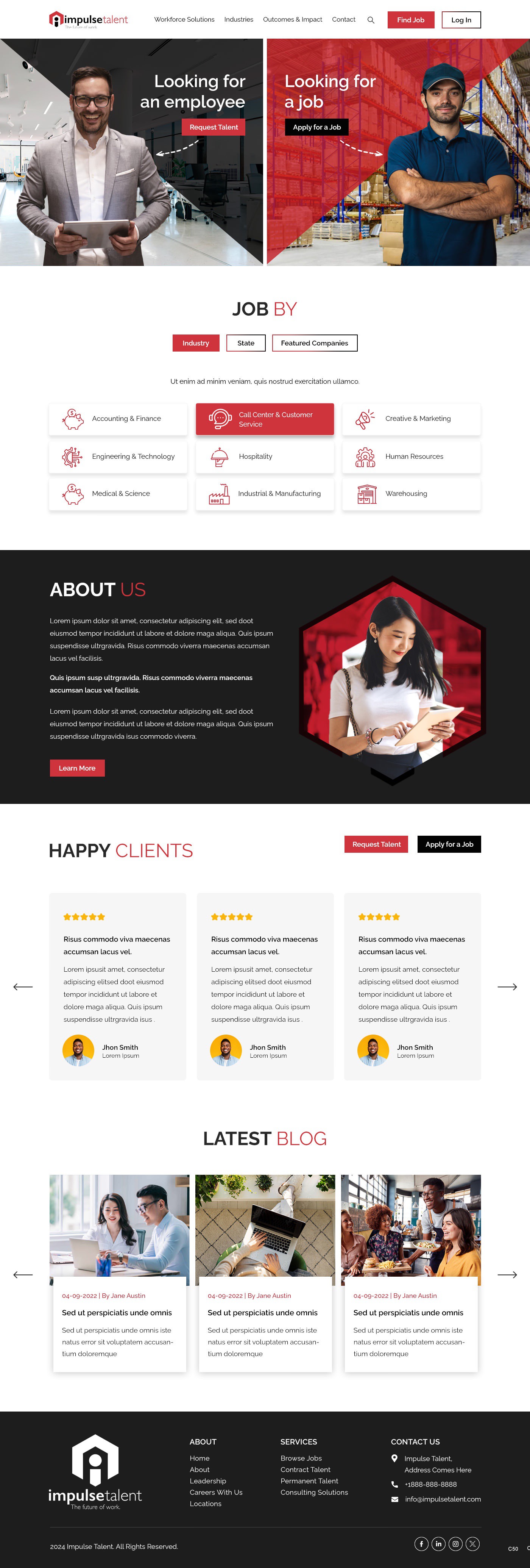 staffing agency website design example