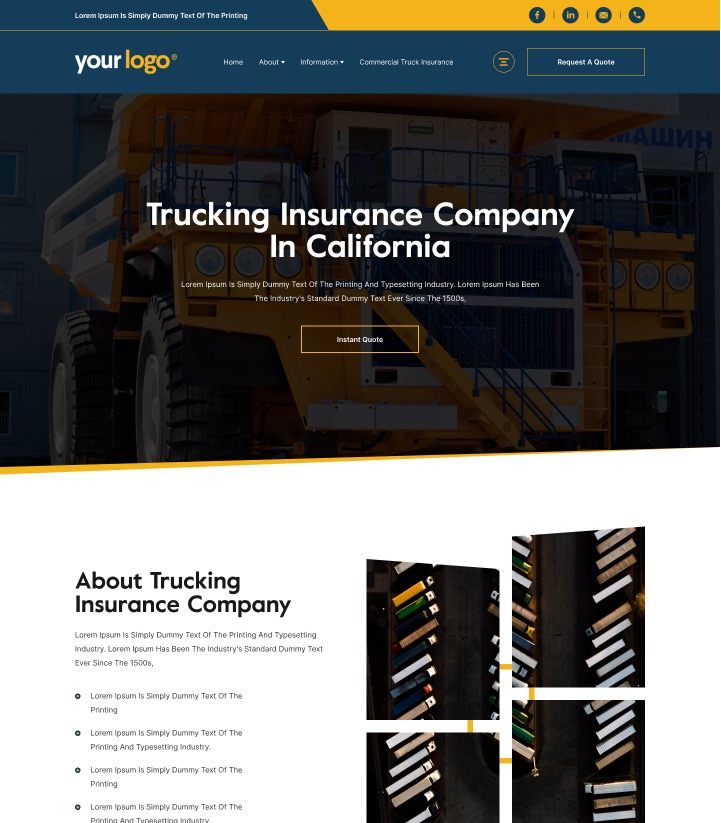Trucking insurance website example