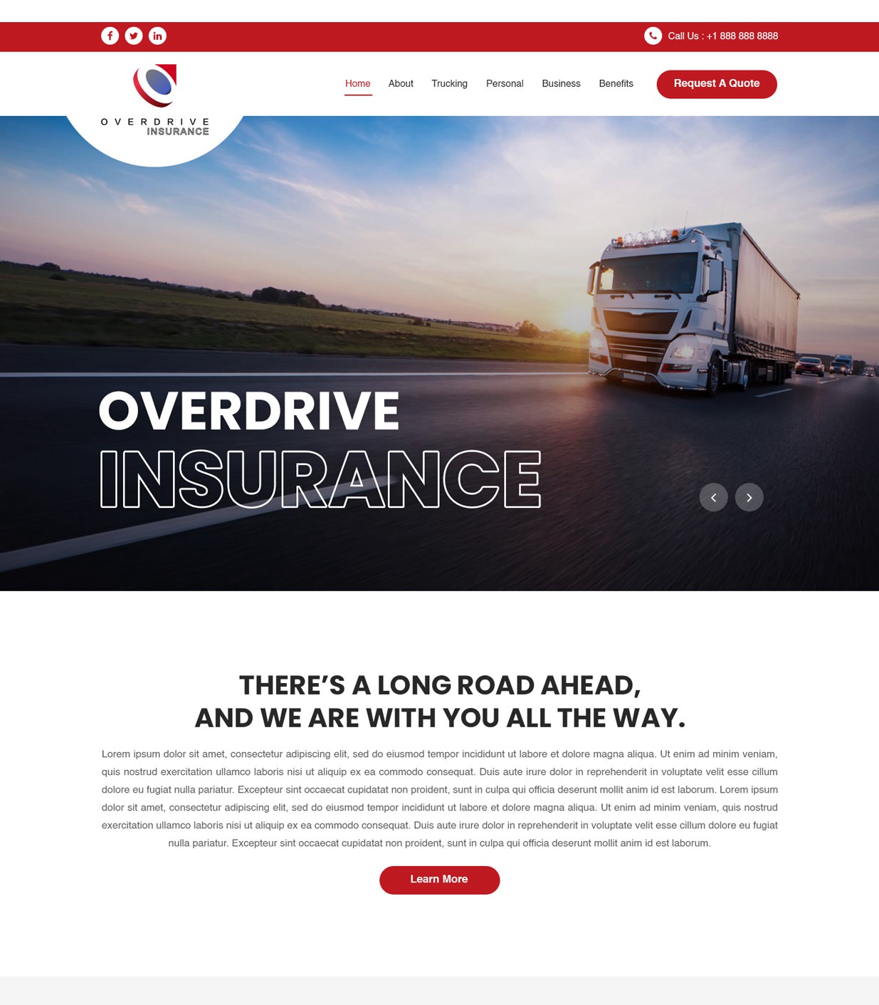 Trucking insurance website example