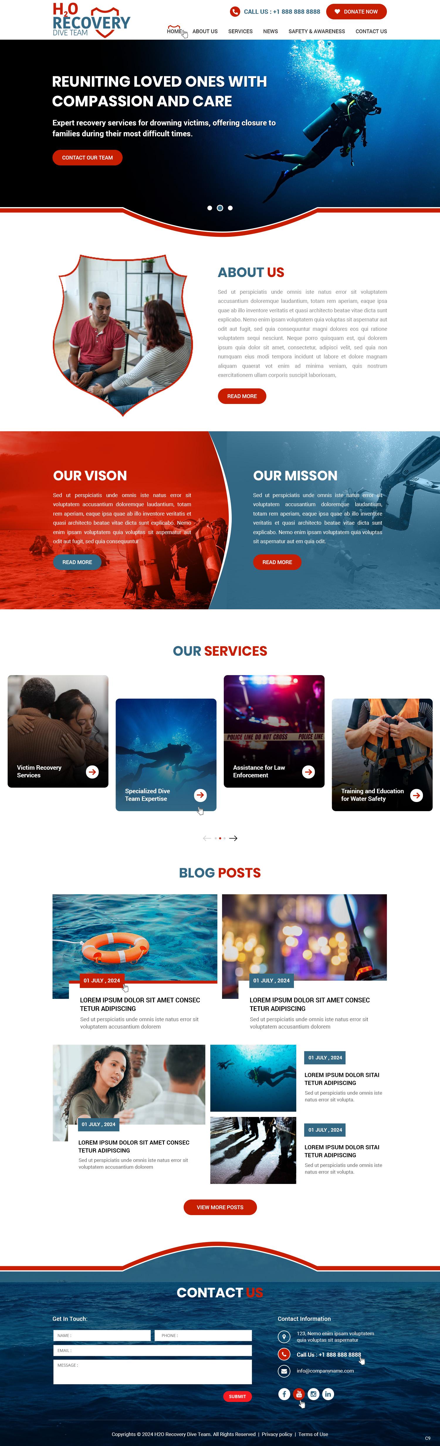 Scuba Diving website design example